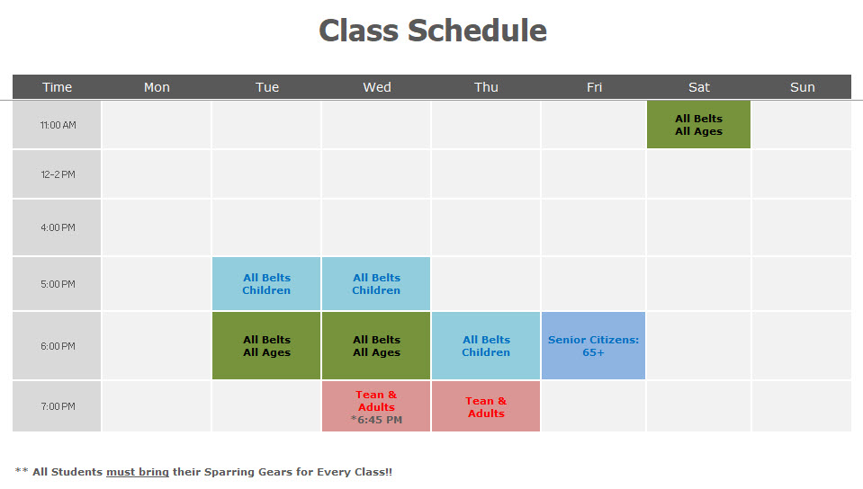 Classes Schedules Pic